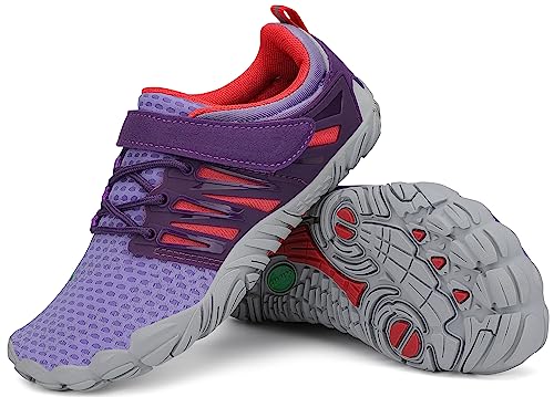 SAGUARO Barfußschuhe Kinder Badeschuhe Jungen Trekkingschuhe Mädchen Traillaufschuhe Atmungsaktiv Laufschuhe Schnell Trocknend Aquaschuhe Violett B Gr.32