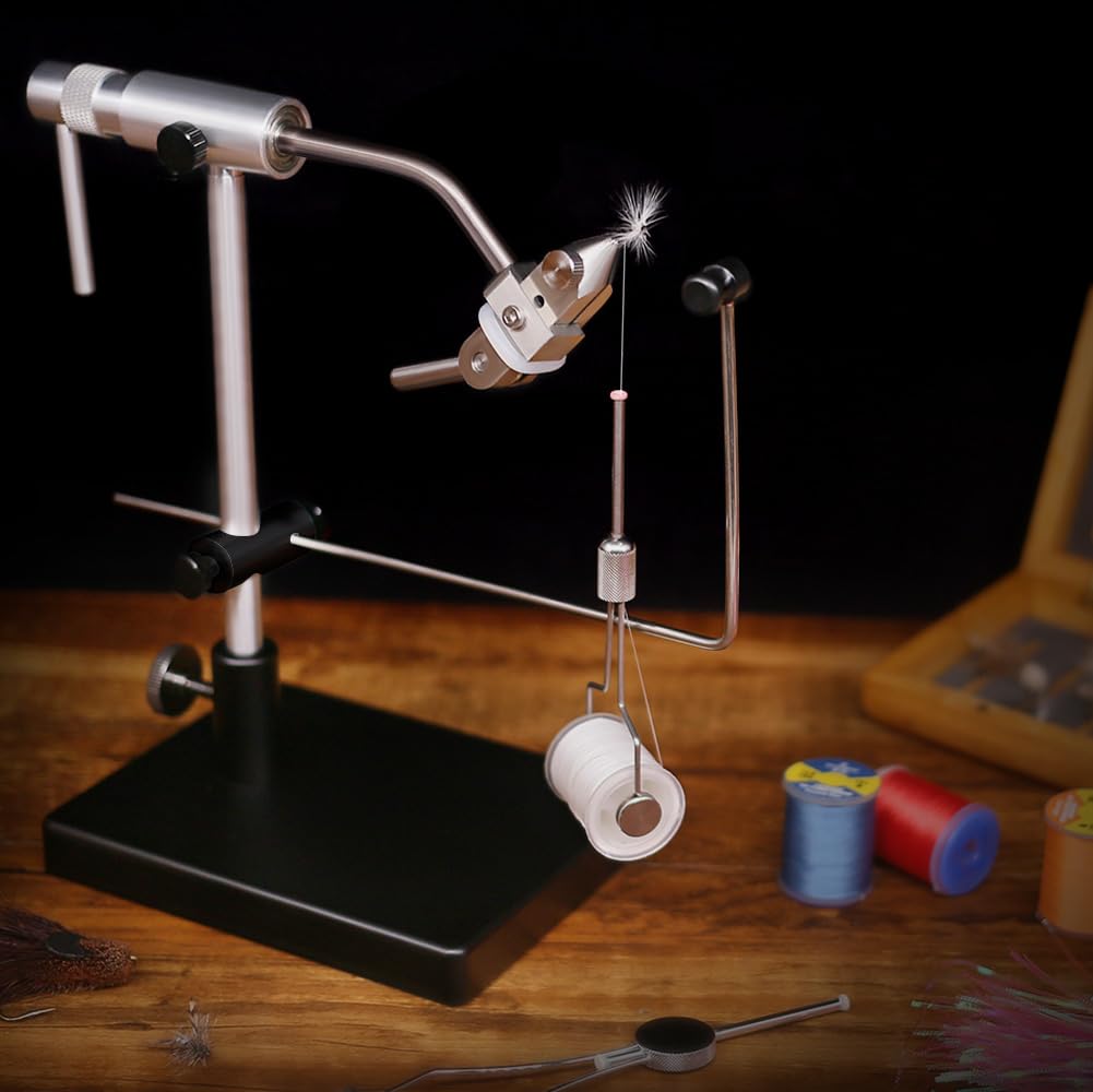 Rotary-Fly-Tying-Vise-Fly-Tying-Tools Equipment Fly Fishing Vice Kit with Pedestal Base Clamps