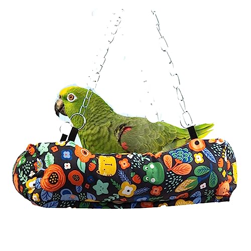 Parrot Cockatiel Bird Nest Bed Hanging Hammock Birds Sleeping Bed Parrot Hideway Bed Fleece Washable for Parrot Parakeet Cockatiels Budgies Lovebird African Grey (Medium,Blue)