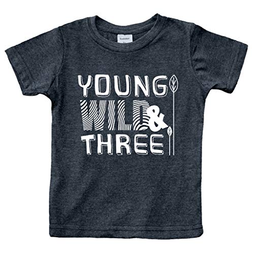 Young Wild and Three Boy 3rd Birthday Outfit Toddler Shirt 3 Year Old Boys Third Party Tshirt