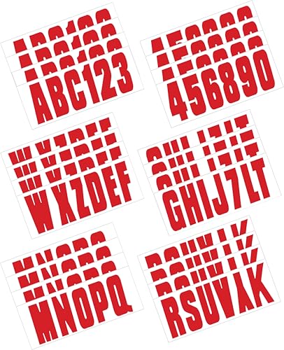 Image of Hardline Products USA Series 350 Boat, Pontoon, Center Console & PWC Registration Number Kit, 3-Inch Solid Red Lettering, USCG Approved, 4 Sets A-Z & 0-9 (146 Decals)