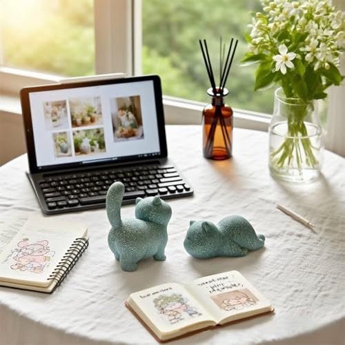 Figura de gato de piedra arenisca decorativa miniatura 3