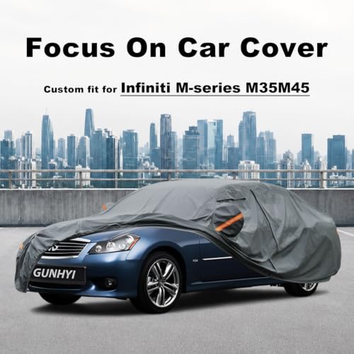 Image of GUNHYI Premium Car Cover Custom Fit Infiniti M-Series M35 /M45, 16 Layers Heavy Duty Car Cover Waterproof All Weather with Zipper Door for Sun Rain Snow Dust Uv Protection