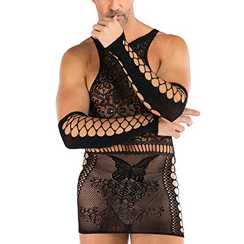 STKOOBQ Roupa de dormir bolsa de moda saia grande vestido de quadril oco vestido de malha masculino