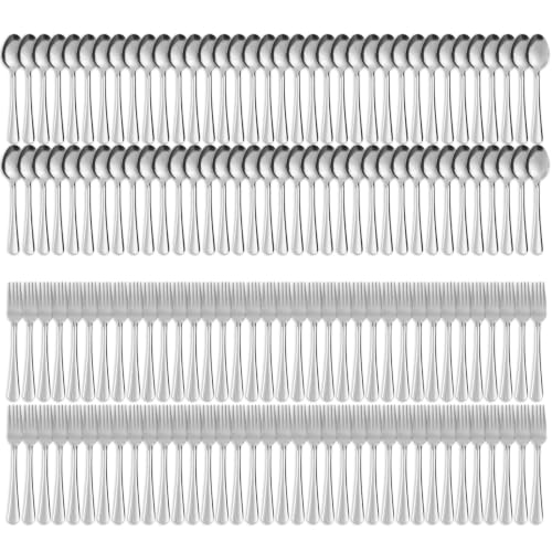 Image of Forks and Spoons Silverware Set-144PCS Dinner Forks &Dinner Spoons | 72 Forks and 72 Spoons Food Grade Stainless Steel Flatware Cutlery Set for Home, Kitchen and Restaurant, Dishwasher Safe