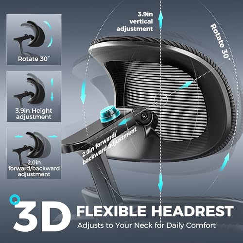 Image of Ergonomic Office Chair with Footrest, Big and Tall Home Desk Chair, High Back Rolling Computer Chair with 3D Arms and Lumbar Support, Comfortable Gaming Chair, Swivel Mesh Chairs, Black