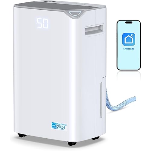 3000 Sq.Ft Wi-Fi Dehumidifiers for Home, 34 Pints Energy Star Certified Smart Dehumidifier for Basement, Bedroom, Bathroom, with Drain Hose, 3 Modes,24H Timer,Auto Defrost, Child Lock