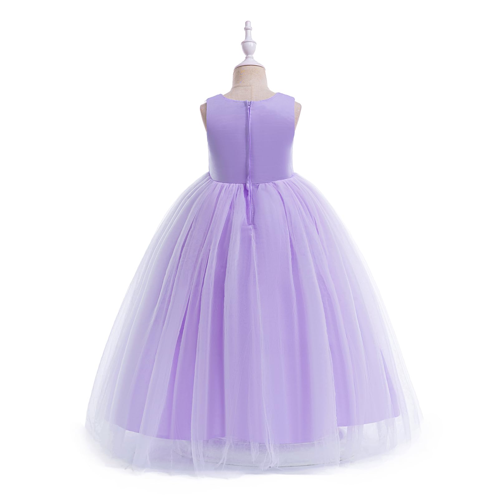 Vestido de novia formal para niñas con flores, para fiesta de tul, dama de honor, desfile, princesa, cumpleaños, baile de graduación