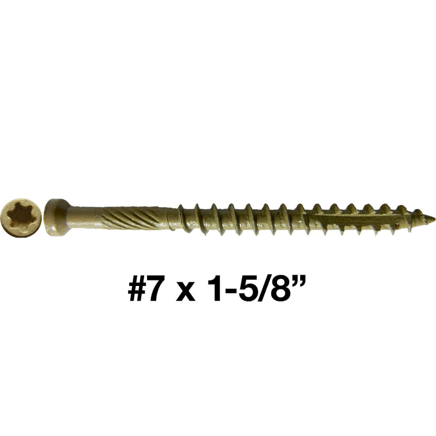 Jake Sales #7 x 1-5/8" Bronze Coated Multipurpose Wood Screw Torx/Star Tiny Finish Head (Full Box - 5500 Screws) Exterior Coated - ACQ Compatible Wood Screws
