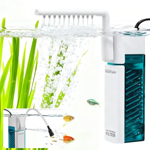 QiQiWader Small Aquarium Filter, Fish Tank Filter, Suitable for 3-10 Gallon Fish Tanks, 3W 80GPH...