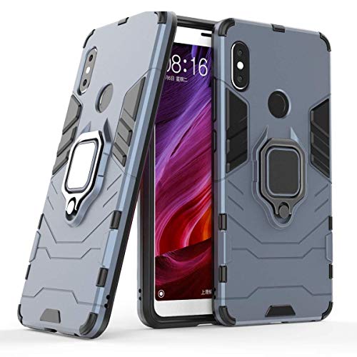 Image of JANAK RAJ Ringstand Armor Bumper Back Case Cover Compatible with Xiaomi Redmi Note 5 Pro | Tough Rugged Shockproof PC+TPU Kickstand 360 Protective Design - Navy Blue