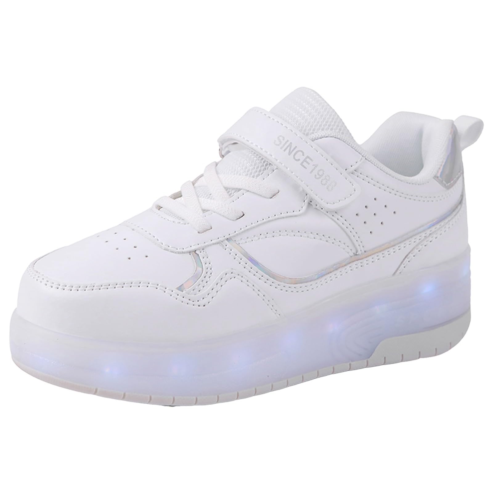 Generisch Scarpe da ginnastica per bambini con suole spesse e ruote integrate, alla moda, leggere, ricaricabili tramite USB, ideali per l'uso quotidiano attivo (bianco, 33,5 Big Kids)
