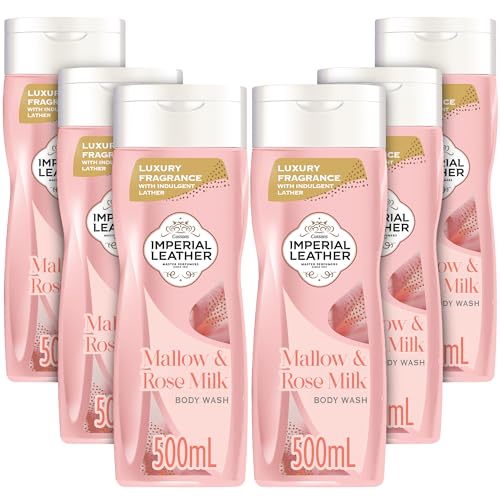 Imperial Leather Mallow & Rose Milk Pampering Body Wash Shower Gel, Signature Oil Blend, Creamy Lather, Gentle Skin Care