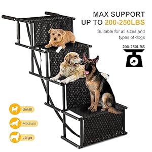   Dog-Stairs-for-Car-Foldable-Ramps-for-Large-Dogs-with-Non-Slip-Surface-Lightweight-Aluminum-Portable-Pet-steps-for-Trucks-Cars-SUVs-High-Beds