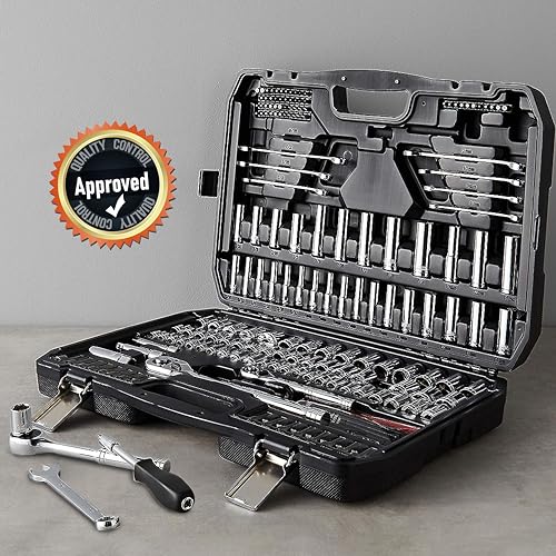 Juego de Herramientas Amazon Basics con Estuche de Llaves Mecánicas