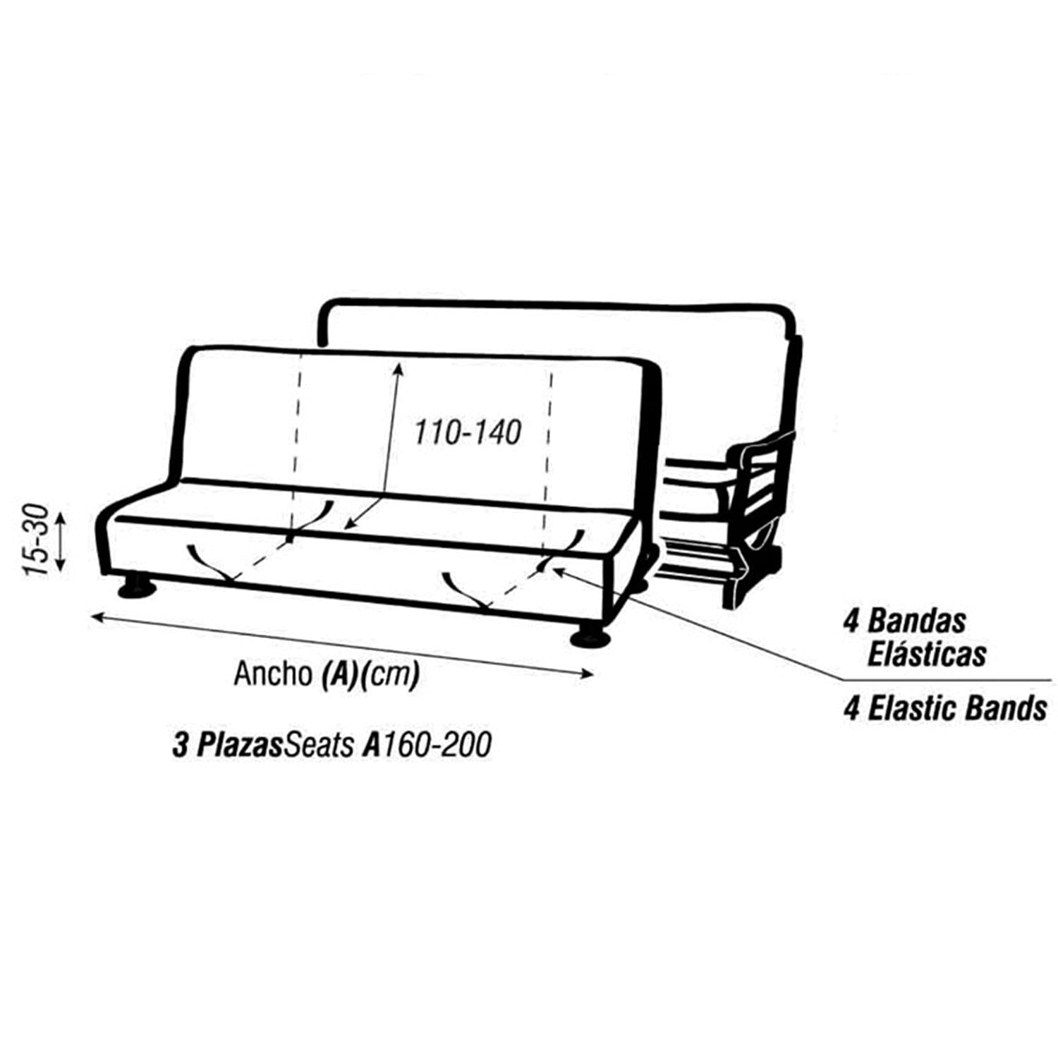 Maxifundas Clic Clac sofa z funkcją spania, 3-osobowa, Strada Lino, kolor lnu