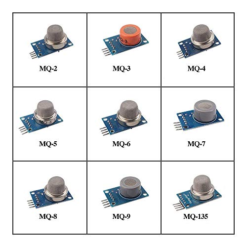 Eiechip 9PCS/Lot Gas Detection Sensor Module MQ-2 MQ-3 MQ-4 MQ-5 MQ-6 MQ-7 MQ-8 MQ-9 MQ-135 Sensor Module Gas Sensor Starter Kit