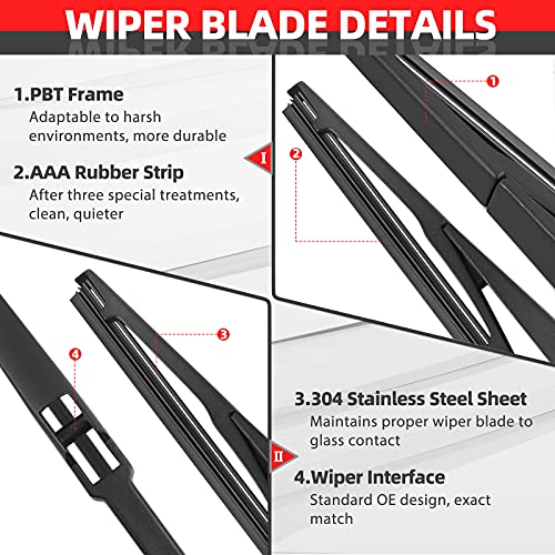Rear Windshield Wiper Arm Blade Set, Replacement For Mazda Cx5 Cx-5 2010-2015 Oe:ekmzcx5Rw #TOP2