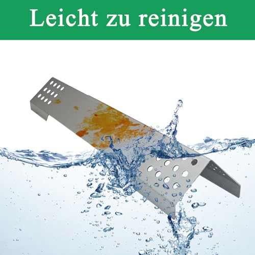 WELL GRILL Brennerabdeckung und Gasgrill Brenner für Rösle Videro G4-S, G4-S Nero, Vario+, 40,2cm Edelstahl Flammenverteiler Brennerrohr Piezozünder für Rösle Grill Zubehör - 4er Pack