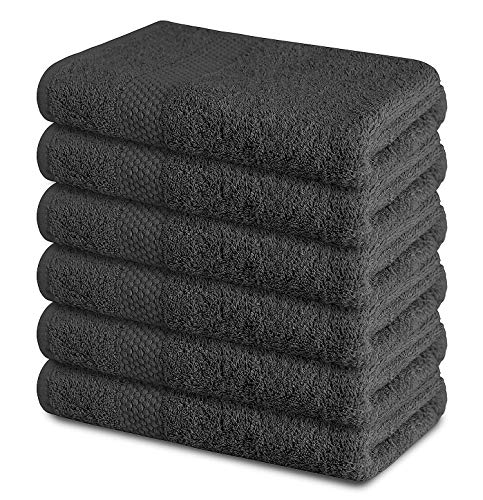 Zuperia Bath Towels 24 x 48 inches, Set of 6 Ultra Soft 100% Combed Cotton Grey Towels, Highly Absorbent Daily Usage Bath Towel Ideal for Pool, Home, Gym, Spa, Hotel - (Grey)