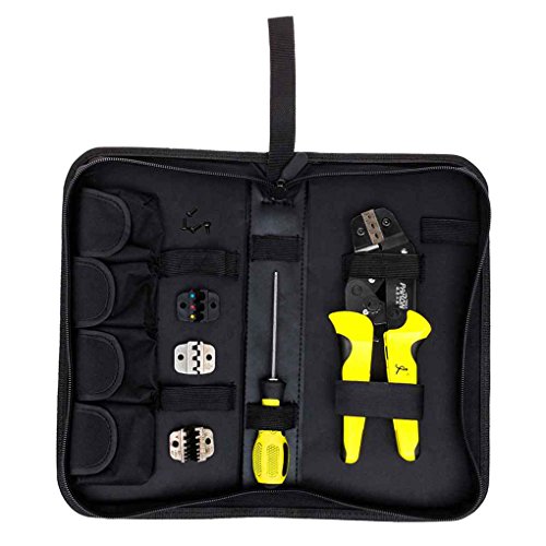 Lorjoy 4 en 1 Wire Crimper Kit Multiherramienta Ingeniería de trinquete Que Prensa Terminal con terminales Alicates/Extremo de Destornillador