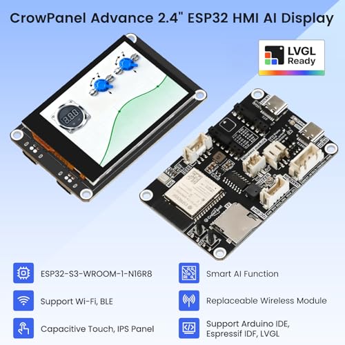 Image of ELECROW ESP32 Display 320x240, 2.4 inch HMI Advanced ESP32 IPS Touch Display, Support AI Speech Interaction, 32-Bit LX7 Dual-Core Processor, Up to 240MHz, Compatible with Arduino, ESP-IDF and LVGL