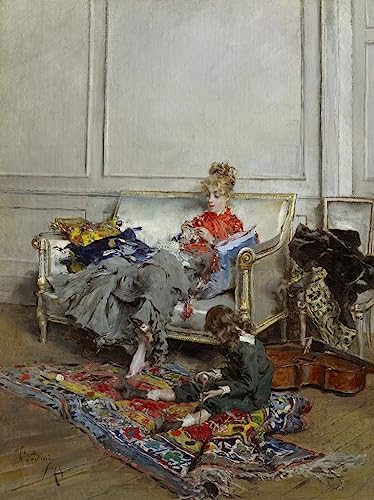 Pintura de lienzo vintage 60x90cm, cuadro decorativo de mujer tejiendo para hogar 1