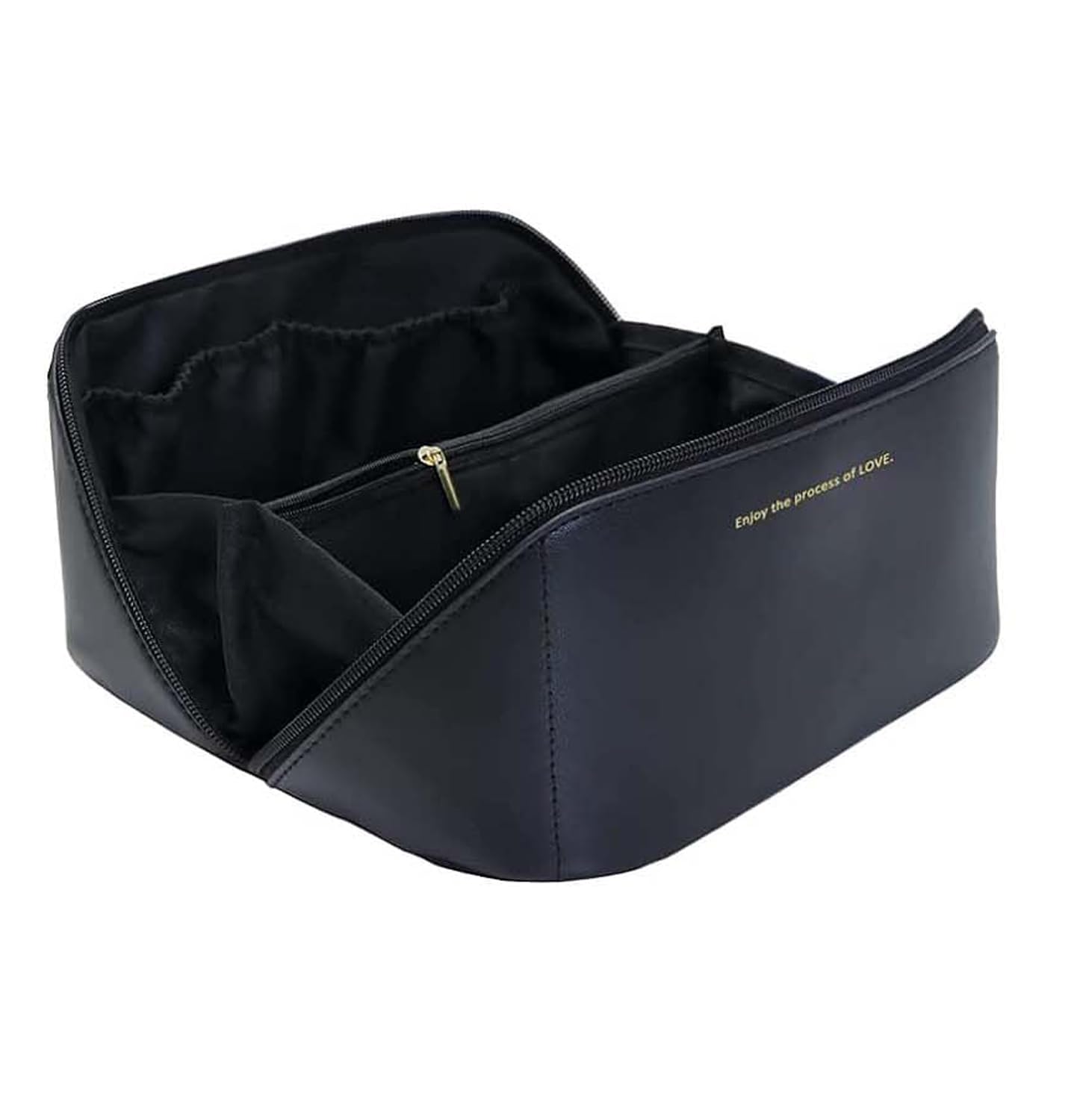 RENVA Travel Makeup Bag Large Capacity Cosmetic Bag With Compartment Waterproof Pu Leather Makeup Bag For Women And Girl (Black Cross Bag), 15 Cm RENVA Travel Makeup Bag Large Capacity Cosmetic Bag With Compartment Waterproof Pu Leather Makeup Bag For Women And Girl (Black Cross Bag), 15 Cm