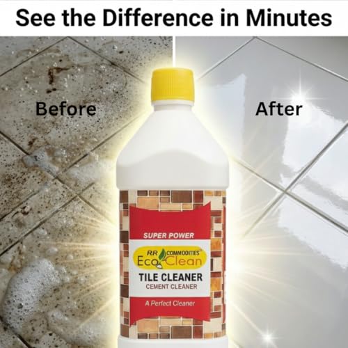 Image of Ecoclean Tiles Cleaning Liquid Strong 500ML for Home and Bathroom | Wall Tiles Cleaning Solution, Hard Water Stain Remover, Citrus Smell, Grout Cleaner, Ceramic & Vitrified Tiles