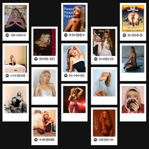Image of Sabrina Carpenter Polaroids | Sabrina Carpenter Songs Mini Poster Kit (Set of 15) | Sabrina's Nonsense, Feather Songs Size (8 x 6 cm) Posters for Phone Accessories, Bedroom, Office, room decoration