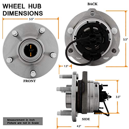 AKKON - for Cobalt Malibu HHR | Pontiac G6 | Saturn Aura Set of 2 Front Wheel Hub & Bearing + ABS & Lugs 513214