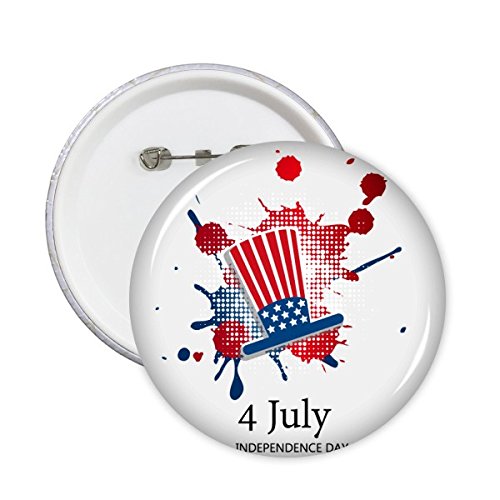 Badge 4 Juillet chapeau Oncle Sam lot de 5 petits boutons à offrir aux passionnés