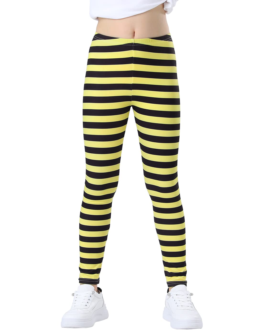 HDE Girl's Leggings Holiday Stretchy Full Ankle Length Striped Tights