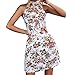 Porta Abiti per Auto Abito Casual da Donna con Stampa Floreale Senza Maniche con Scollo all'Americana. Abito Casual da Donna Abito Bianco Maniche Lunghe