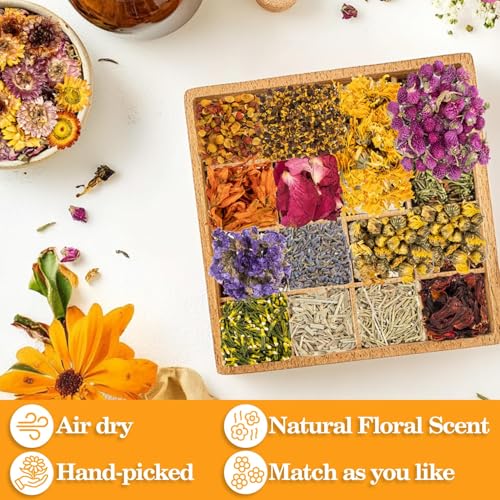 Image of Sukh Dried Herbs Kit - Dried Botanicals Bulk,14 Bags Natural Dry Flowers and Herbs for Soap,Candle,Perfume,Bath Bombs,Resin Jewelry Making Supplies,Fragrance Sachet DIY and Witchcraft