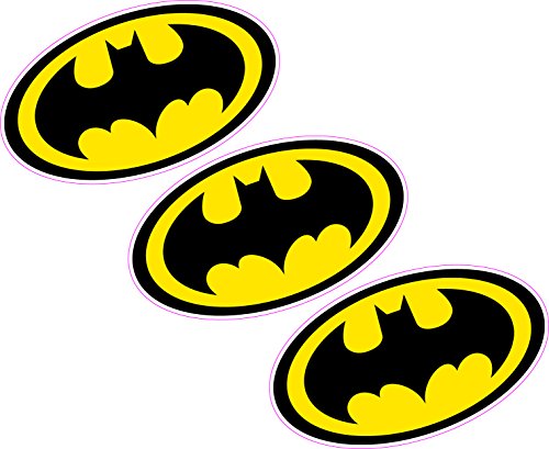 3 x Batman Logo 80 mmx46 mm Crest vinyle Sticker mural Voiture pour ordinateur portable Superhero Comic Book