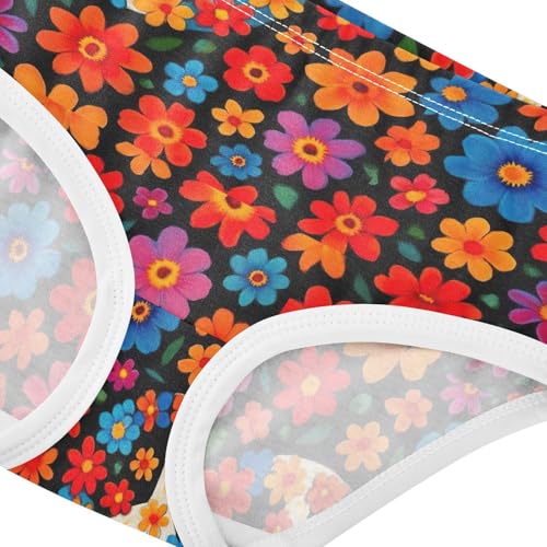 Joisal Cotton Toddlers Underwear Floral Colorful Floral White Peace Symbol Cute Panties Girl Bright Briefs Underpants 2t4