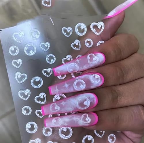 Hansamu Z492-US-HANA-STICKER Transparent Heart Bubble Nail Art Sticker thumb #2