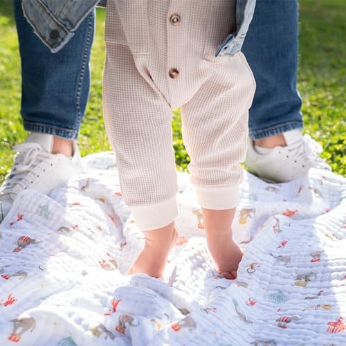 Image of aden + anais Essentials Dream Blanket, Muslin Baby Blankets for Girls & Boys, Ideal Lightweight Newborn Nursery & Crib Blanket, Elephant Circus