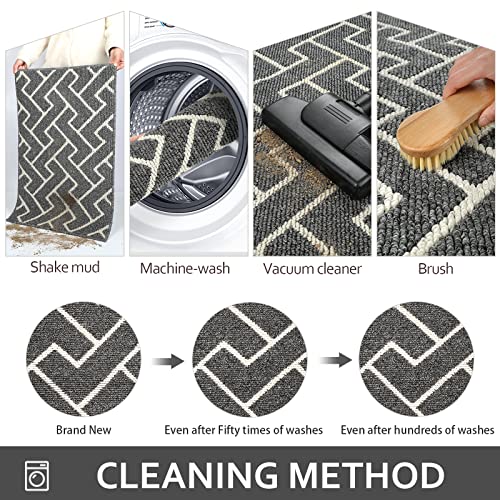 hicorfe Indoor Doormat,32"x48"Front Back Door Mat Rubber Backing Non Slip Door Mats,Absorbent Resist Dirt Entrance Doormat Inside Floor Mats for Entryway Washable Low-Profile(Grey) by hicorfe - Image 6