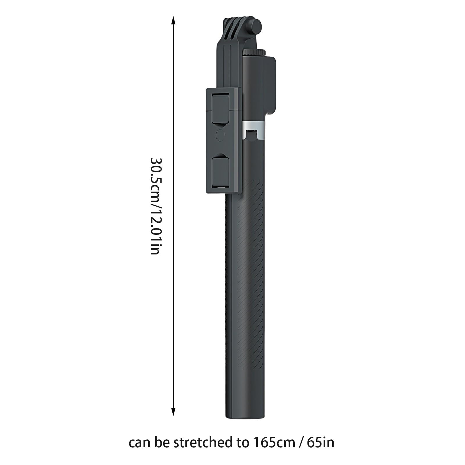 2025 6 in 1 Selfie Stick Tripod with Remote Wireless 6 in 1 Selfie Stick with Light Portable Collapsible Phone Tripod with Light & Remote (B) (Black)