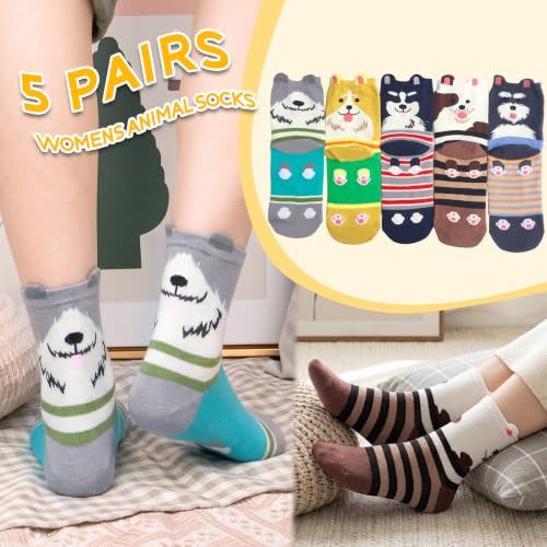 Image of Chalier Womens Funny Socks Cozy Cute Printed Patterned Fun Socks Novelty Cat Dog Socks for Women