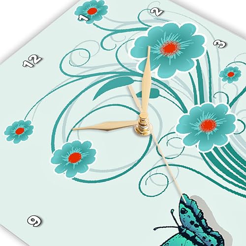 Reloj de pared 3dRose 15x15 pulgadas con flores y mariposa miniatura 4