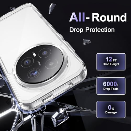 Image of Case for Honor Magic 8 Pro, Military Grade Drop Protection Phone Case, Yellowing Resistant, Anti-Scratch Hard PC Back, Shockproof Hard Ultra-Thin Protective Cover, Clear