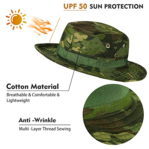 Wide Brim Boonie Hat For Men & Women,Top Camo Bucket Hats For Safari, Military, Beach, Hiking, Fishing, Garden, Hunting #TOP1