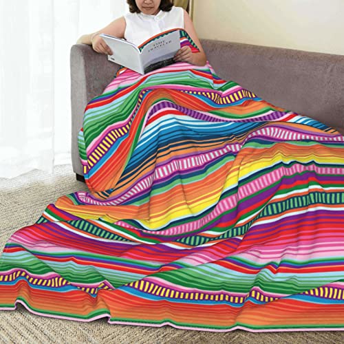 Mexican Blanket Serape Stripe Pattern Colorful Full Fleece Throw Cloak Wearable Blanket Flannel Fluffy Comforter Quilt Nursery Bedroom Bedding King Size Plush Soft Cozy Air Conditioner Blanket #TOP5