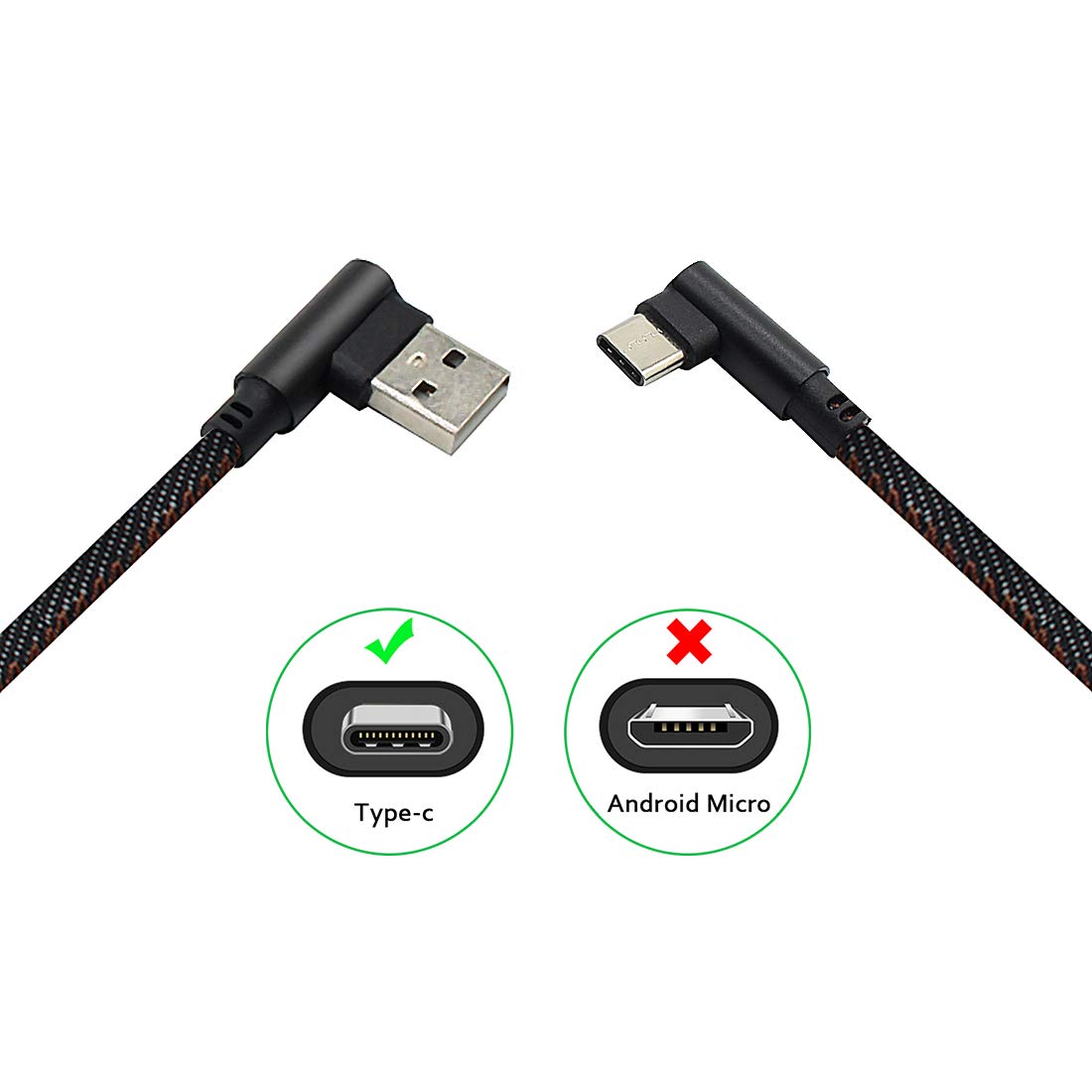 Amazon.co.jp: エルボータイプダブル90度ケーブルデニム編組USB Cから