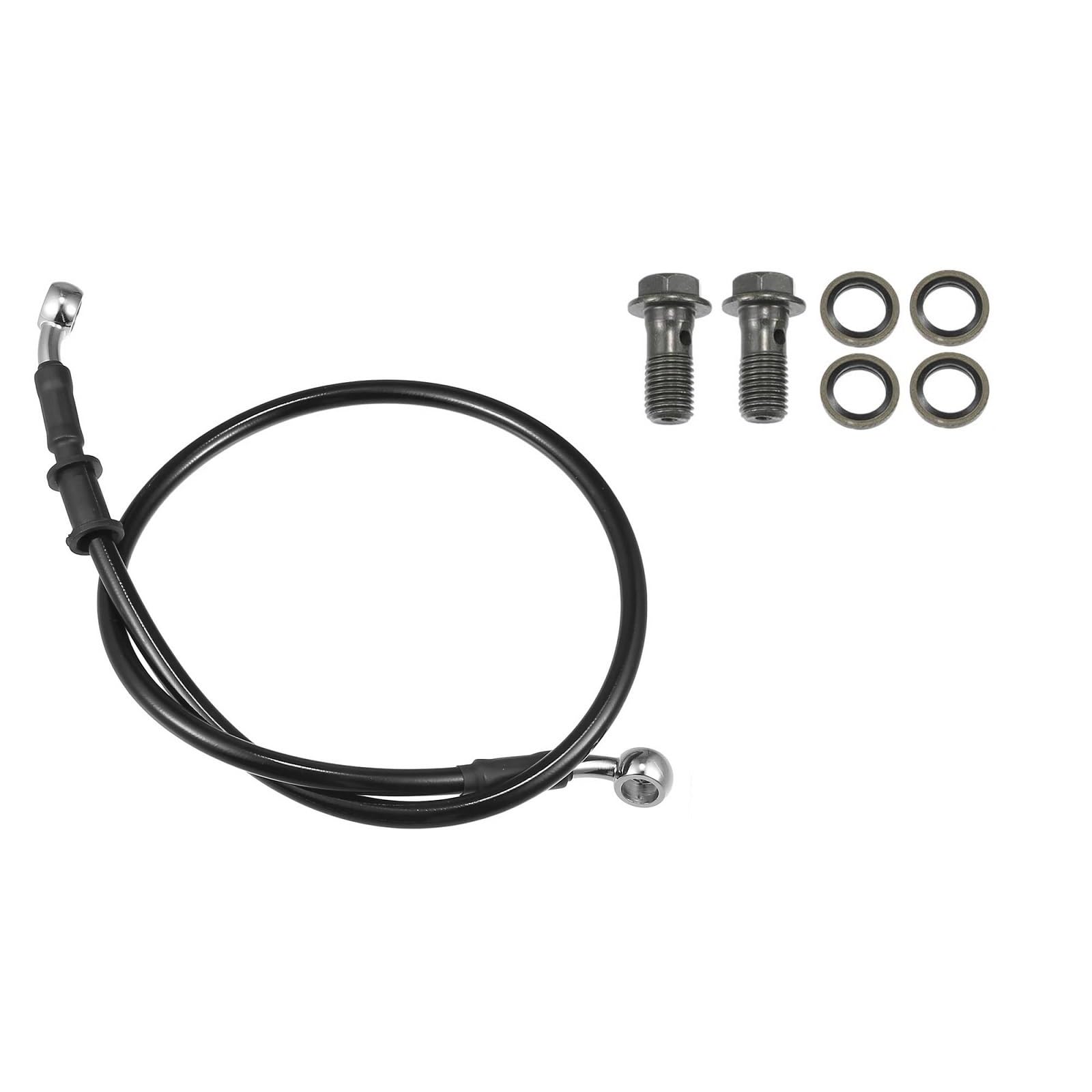 Ksxzw Black- Silver Motorbike Part Black 70Cm 28 Degree Brake Hose Motorcycle Hydraulic Oil Motorbike Accessories