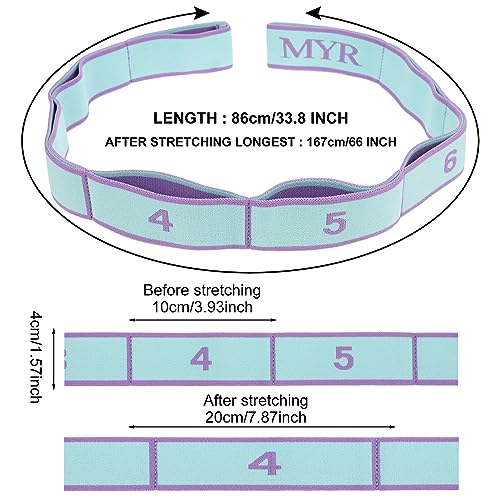 Stretching Strap with Loops, Abeillo Elastic Yoga Straps for Stretching Equipment, Stretch Band for Physical Therapy, Pilates, Yoga, Dance, Gymnastics Exercise and Flexibility - Image 3