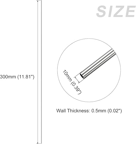 Miniatura 2 de METALLIXITY Tubo de acero inoxidable 316 (0.394 in de diámetro x 0.020 in de pared T x 11.811 in de largo), tubo recto - para muebles del hogar,